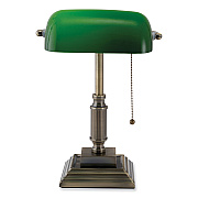 V-Light LED Bankers Lamp with Green Shade, Candlestick Neck, 14.75" High, Antique Bronze (VLU9VS688029AB)