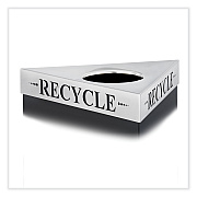 Safco Trifecta Waste Receptacle Lid. Laser Cut "RECYCLE" Inscription, 20w x 20d x 3h, Stainless Steel (SAF9560RE)