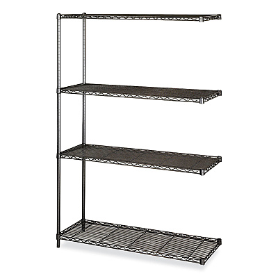 Safco Industrial Add-On Unit, Four-Shelf, 48w x 18d x 72h, Steel, Black (SAF5292BL)