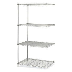 Safco Industrial Add-On Unit, Four-Shelf, 36w x 24d x 72h, Steel, Metallic Gray (SAF5289GR)