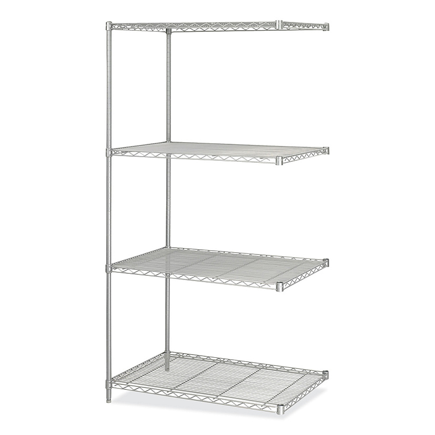 Safco Industrial Add-On Unit, Four-Shelf, 36w x 24d x 72h, Steel, Metallic Gray (SAF5289GR)