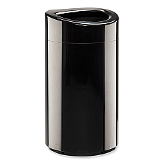 Safco Open Top Oval Waste Receptacle, 14 gal, Steel, Black (SAF9921BL)