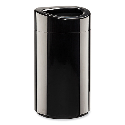 Safco Open Top Oval Waste Receptacle, 14 gal, Steel, Black (SAF9921BL)