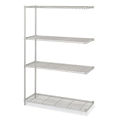 Safco Industrial Add-On Unit, Four-Shelf, 48w x 18d x 72h, Steel, Metallic Gray (SAF5292GR)