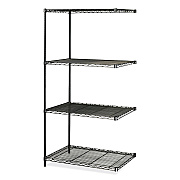 Safco Industrial Add-On Unit, Four-Shelf, 36w x 24d x 72h, Steel, Black (SAF5289BL)