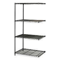 Safco Industrial Add-On Unit, Four-Shelf, 36w x 24d x 72h, Steel, Black (SAF5289BL)