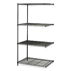 Safco Industrial Add-On Unit, Four-Shelf, 36w x 24d x 72h, Steel, Black (SAF5289BL)