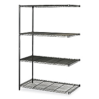 Safco Industrial Add-On Unit, Four-Shelf, 48w x 24d x 72h, Steel, Black (SAF5295BL)