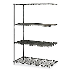 Safco Industrial Add-On Unit, Four-Shelf, 48w x 24d x 72h, Steel, Black (SAF5295BL)