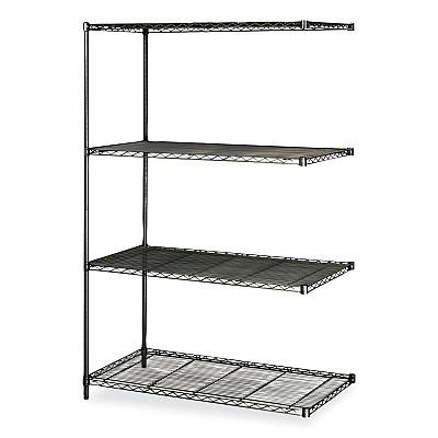 Safco Industrial Add-On Unit, Four-Shelf, 48w x 24d x 72h, Steel, Black (SAF5295BL)