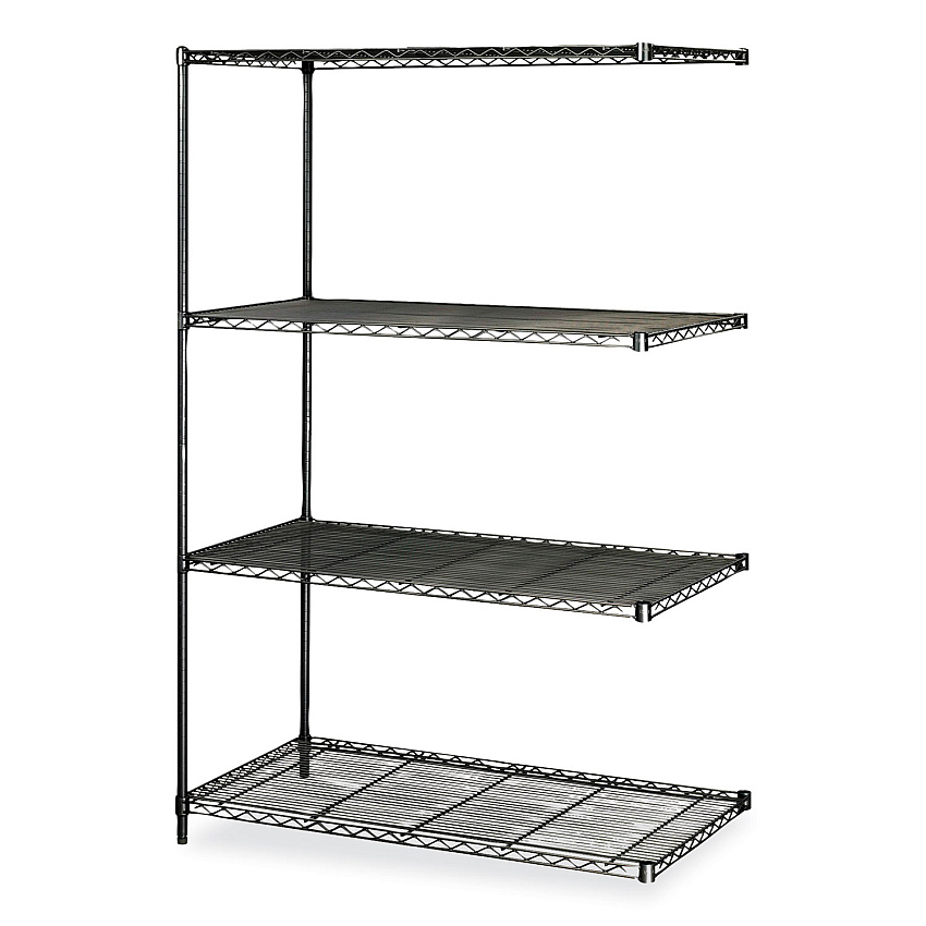 Safco Industrial Add-On Unit, Four-Shelf, 48w x 24d x 72h, Steel, Black (SAF5295BL)