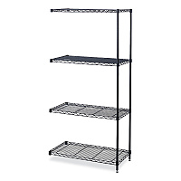 Safco Industrial Add-On Unit, Four-Shelf, 36w x 18d x 72h, Steel, Black (SAF5286BL)