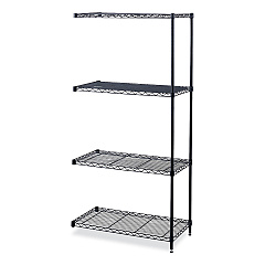 Safco Industrial Add-On Unit, Four-Shelf, 36w x 18d x 72h, Steel, Black (SAF5286BL)