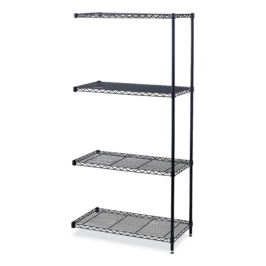 Safco Industrial Add-On Unit, Four-Shelf, 36w x 18d x 72h, Steel, Black (SAF5286BL)
