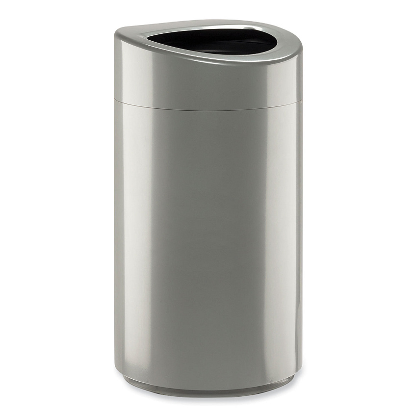 Safco Open Top Oval Waste Receptacle, 14 gal, Steel, Silver (SAF9921SL)
