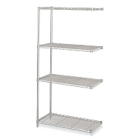 Safco Industrial Add-On Unit, Four-Shelf, 36w x 18d x 72h, Steel, Metallic Gray (SAF5286GR)
