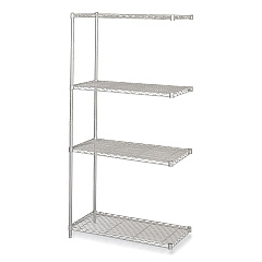 Safco Industrial Add-On Unit, Four-Shelf, 36w x 18d x 72h, Steel, Metallic Gray (SAF5286GR)