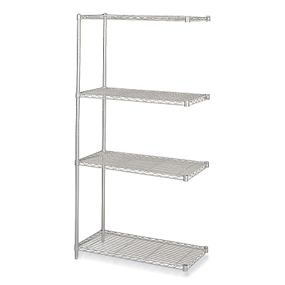 Safco Industrial Add-On Unit, Four-Shelf, 36w x 18d x 72h, Steel, Metallic Gray (SAF5286GR)
