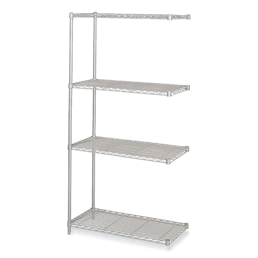 Safco Industrial Add-On Unit, Four-Shelf, 36w x 18d x 72h, Steel, Metallic Gray (SAF5286GR)
