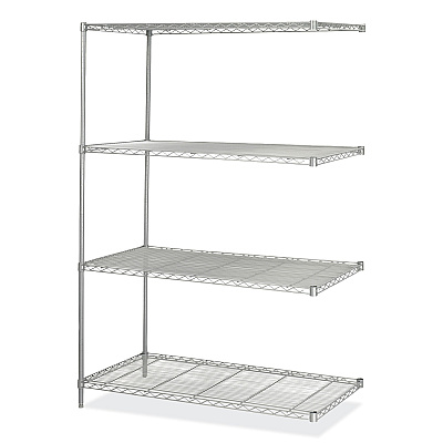 Safco Industrial Add-On Unit, Four-Shelf, 48w x 24d x 72h, Steel, Metallic Gray (SAF5295GR)