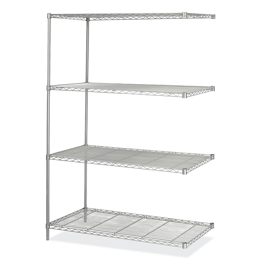 Safco Industrial Add-On Unit, Four-Shelf, 48w x 24d x 72h, Steel, Metallic Gray (SAF5295GR)