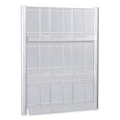 Safco Luxe Magazine Rack, 9 Compartments, 31.75w x 5d x 41h, Clear/Silver (SAF4134SL)