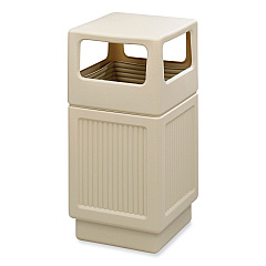 Safco Canmeleon Recessed Panel Receptacles, Side-Open, 38 gal, Polyethylene, Tan (SAF9476TN)