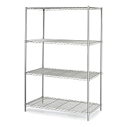 Safco Industrial Wire Shelving, Four-Shelf, 48w x 24d x 72h, Metallic Gray (SAF5294GR)