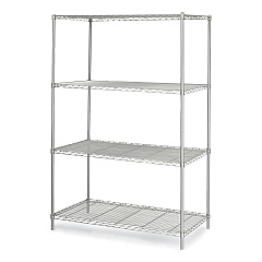 Safco Industrial Wire Shelving, Four-Shelf, 48w x 24d x 72h, Metallic Gray (SAF5294GR)
