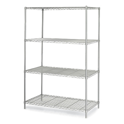 Safco Industrial Wire Shelving, Four-Shelf, 48w x 24d x 72h, Metallic Gray (SAF5294GR)