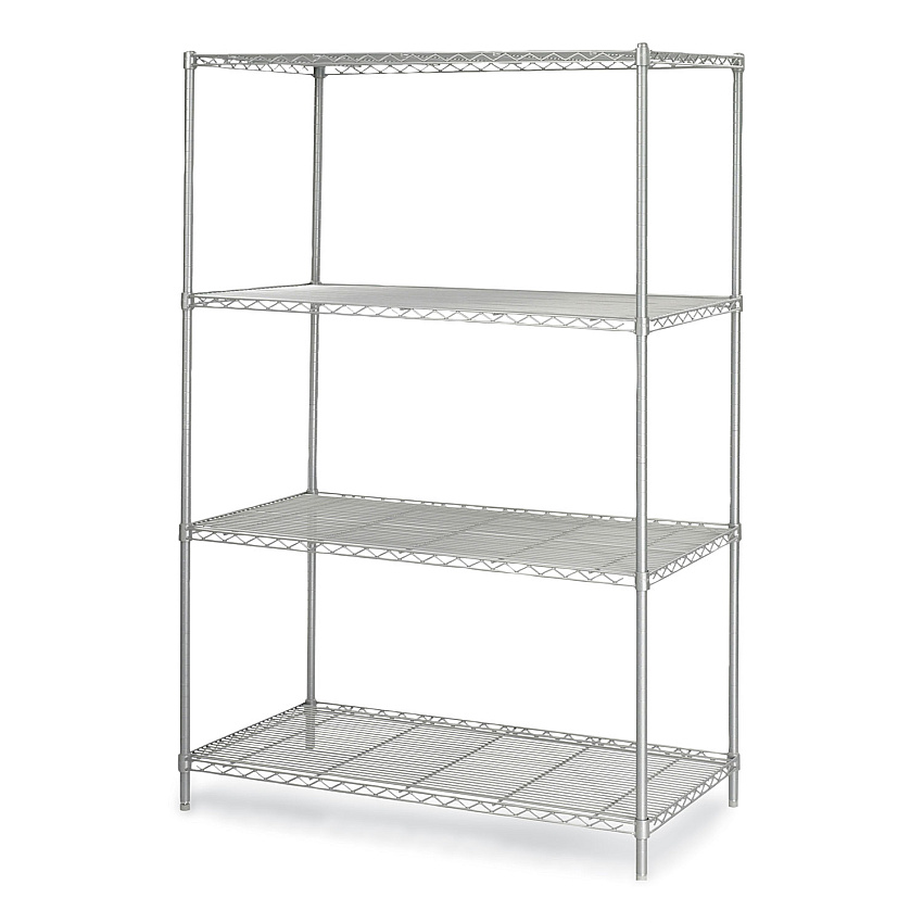 Safco Industrial Wire Shelving, Four-Shelf, 48w x 24d x 72h, Metallic Gray (SAF5294GR)