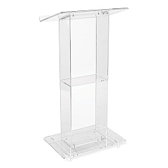 Oklahoma Sound Clear Acrylic Lectern with Shelf, 24 x 15 x 46, Clear (NPS401S)