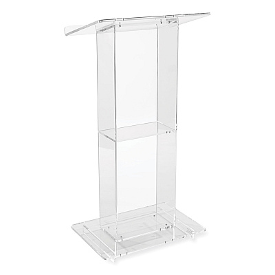 Oklahoma Sound Clear Acrylic Lectern with Shelf, 24 x 15 x 46, Clear (NPS401S)