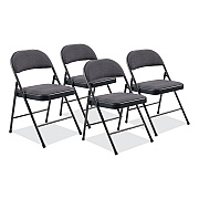 BASICS by NPS 970 Series Fabric Padded Steel Folding Chair, Supports Up to 250 lb, 17.75" Seat Height, Star Trail Blue, 4/Carton (NPS974)