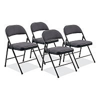 BASICS by NPS 970 Series Fabric Padded Steel Folding Chair, Supports Up to 250 lb, 17.75" Seat Height, Star Trail Blue, 4/Carton (NPS974)