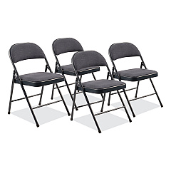 BASICS by NPS 970 Series Fabric Padded Steel Folding Chair, Supports Up to 250 lb, 17.75" Seat Height, Star Trail Blue, 4/Carton (NPS974)