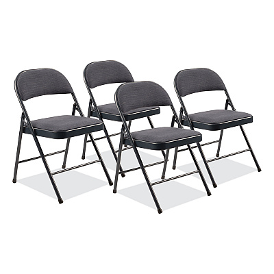 BASICS by NPS 970 Series Fabric Padded Steel Folding Chair, Supports Up to 250 lb, 17.75" Seat Height, Star Trail Blue, 4/Carton (NPS974)