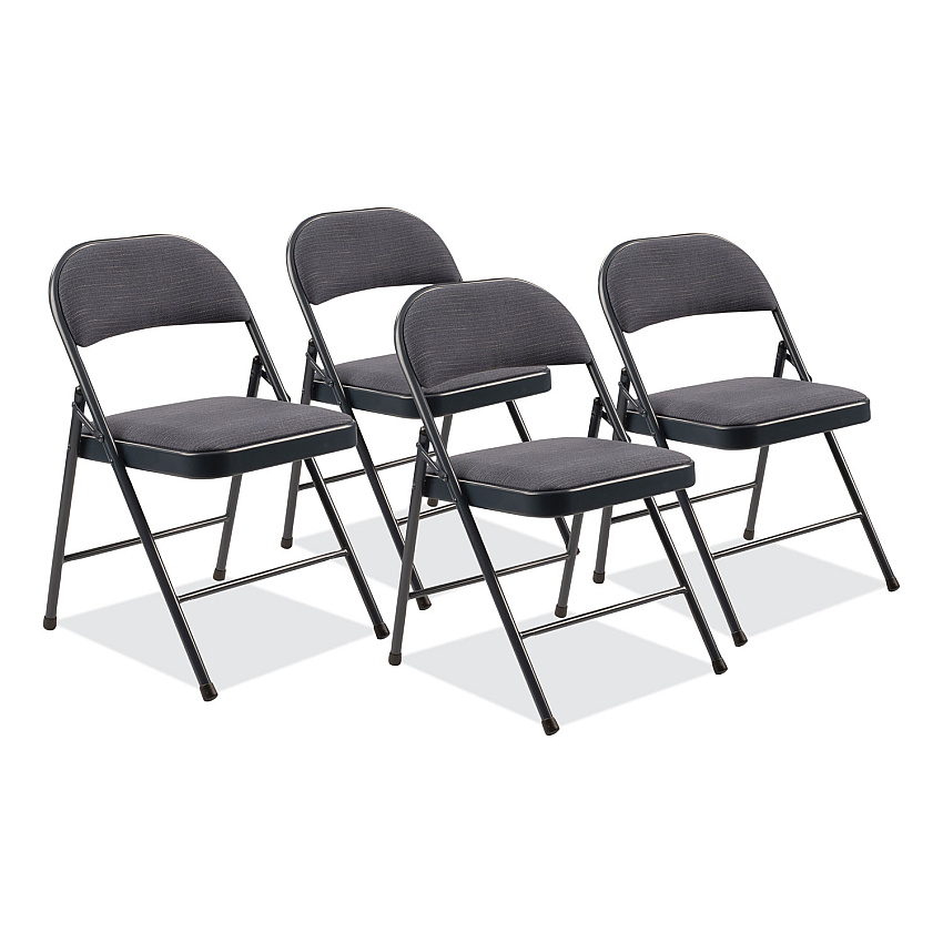 BASICS by NPS 970 Series Fabric Padded Steel Folding Chair, Supports Up to 250 lb, 17.75" Seat Height, Star Trail Blue, 4/Carton (NPS974)