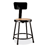 NPS 6200 Series 18" Heavy Duty Stool with Backrest, Supports Up to 500 lb, 33" Seat Height, Brown Seat, Black Back/Base (NPS6218B10)