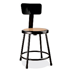 NPS 6200 Series 18" Heavy Duty Stool with Backrest, Supports Up to 500 lb, 33" Seat Height, Brown Seat, Black Back/Base (NPS6218B10)