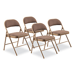 BASICS by NPS 970 Series Fabric Padded Steel Folding Chair, Supports Up to 250 lb, 17.75" Seat Height, Star Trail Brown, 4/Carton (NPS973)