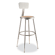 NPS 6200 Series 25" to 33" Height Adjustable Heavy Duty Stool with Backrest, Supports Up to 500 lb, Brown Seat, Gray Base (NPS6224HB)