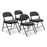 BASICS by NPS 970 Series Fabric Padded Steel Folding Chair, Supports Up to 250 lb, 17.75" Seat Height, Star Trail Black, 4/Carton