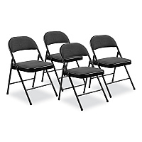 BASICS by NPS 970 Series Fabric Padded Steel Folding Chair, Supports Up to 250 lb, 17.75" Seat Height, Star Trail Black, 4/Carton