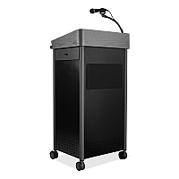 Oklahoma Sound Greystone Lectern with Sound, 23.5 x 19.25 x 45.5, Charcoal Gray (NPSGSLS)