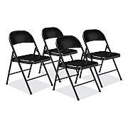 BASICS by NPS 900 Series All-Steel Folding Chair, Supports Up to 250 lb, 17.75" Seat Height, Black Seat, Black Back, Black Base, 4/Carton (NPS910)