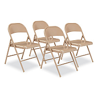 BASICS by NPS 900 Series All-Steel Folding Chair, Supports Up to 250 lb, 17.75" Seat Height, Beige Seat, Beige Back, Beige Base, 4/Carton (NPS901)