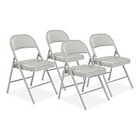 BASICS by NPS 950 Series Vinyl Padded Steel Folding Chair, Supports Up to 250 lb, 17.75" Seat Height, Gray, 4/Carton (NPS952)