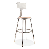 NPS 6200 Series 19" to 27" Height Adjustable Heavy Duty Stool with Backrest, Supports 500 lb, Brown Seat, Gray Back, Gray Base (NPS6218HB)