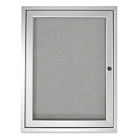 Ghent 1 Door Enclosed Vinyl Bulletin Board with Satin Aluminum Frame, 36 x 36, Silver Surface (GHEPA13636VX193)